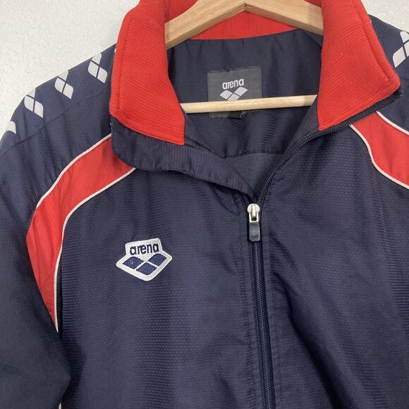 Arena Jacket Womens Medium Navy Red Full Zip Track Warm Up Swim Team 170 - Picture 5 of 16